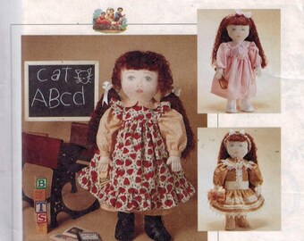 Arte de costura patrón McCalls 7435 fantasía vestidos Emma armario 18 pulgadas muñeca victoriana american chica Samantha estilo UNCUT