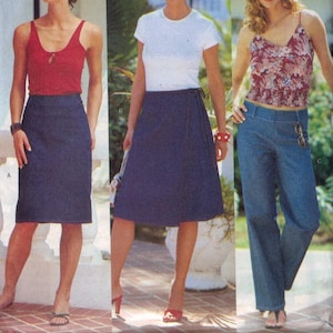Misses Sewing Pattern Butterick 3132 French Connection Easy Wrap Skirt Pants Jeans Wide Leg Denim Size 6 8 10 or 12 14 16 or 18 20 22 UNCUT
