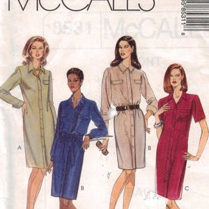 May include: A sewing pattern for a dress with three different styles. The pattern is for sizes 4, 6, and 8. The pattern is called McCall's 8531 and is a Petite-Able Cut-to-Fit pattern.