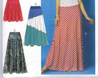 Misses Sewing Pattern McCalls M6966 6966 Misses Pull On Stretch Knit Maxi Skirt Hi Lo Bias Cut Size 4-14 XS-M UNCUT