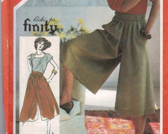 1980s Vintage Sewing Pattern Simplicity 5433 Misses Wide Leg Palazzo Pants Ricki for Finity Culottes Size 10 or 12 1981 80s UNCUT