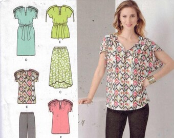 Misses Sewing Pattern Simplicity 1619 Misses Loose Fitting Dress or Top Knit Pants Skirt Size 6 8 10 12 14 16 Bust 30 31 32 34 36 38 UNCUT