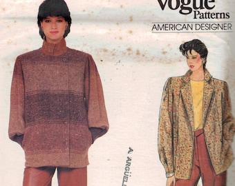 1980s Vintage Sewing Pattern Vogue 1036 American Designer Carol Horn Loose Jacket Pants Size 10 or 12 80s UNCUT