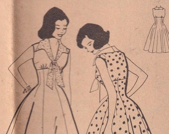 1950s Vintage Sewing Pattern McCalls 4452 Misses Princess Seam Dress Sailor Collar NO ENVELOPE Size Teen 12 or 14 or Junior 11 or 13 UNCUT