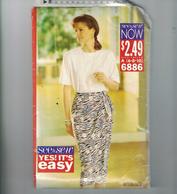 1990s Vintage Sewing Pattern See and Sew 6886 Misses Easy Top and 