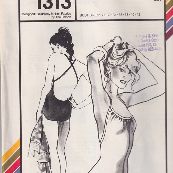 1970s Vintage Sewing Pattern Stretch and Sew 1313 Gathered Swimsuit One Piece Bathing Suit Size 30-42 1979 UNCUT