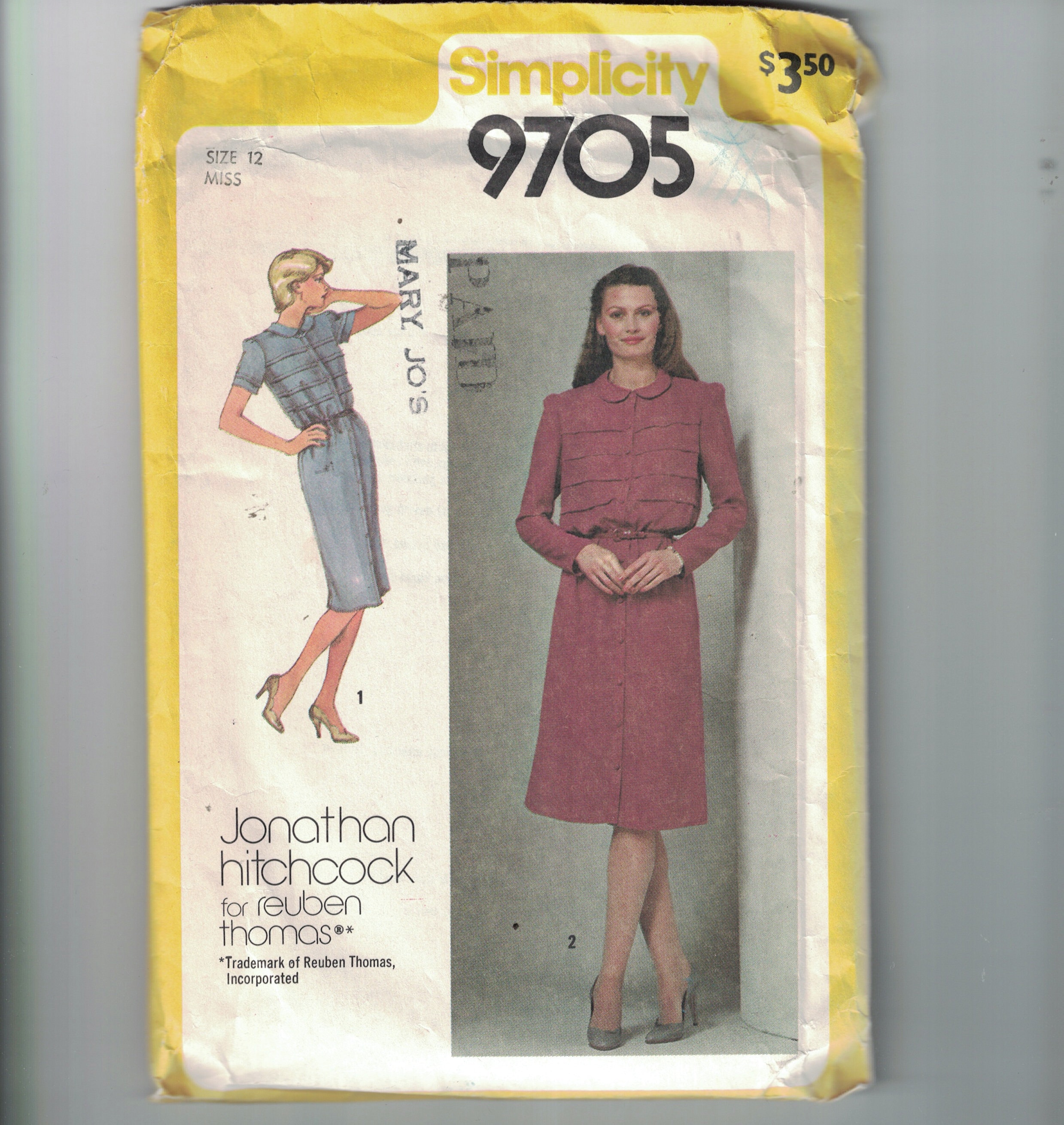 K♢041 stylist 1980s Vintage Sewing Pattern Simplicity 9705 Misses Designer