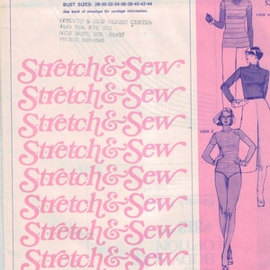 1970s Vintage Sewing Pattern Stretch and Sew 313 Misses Fitted T-shirt Tee Shirt Body Suit Option Size 28 30 32 34 36 38 40 42 44 70s UNCUT
