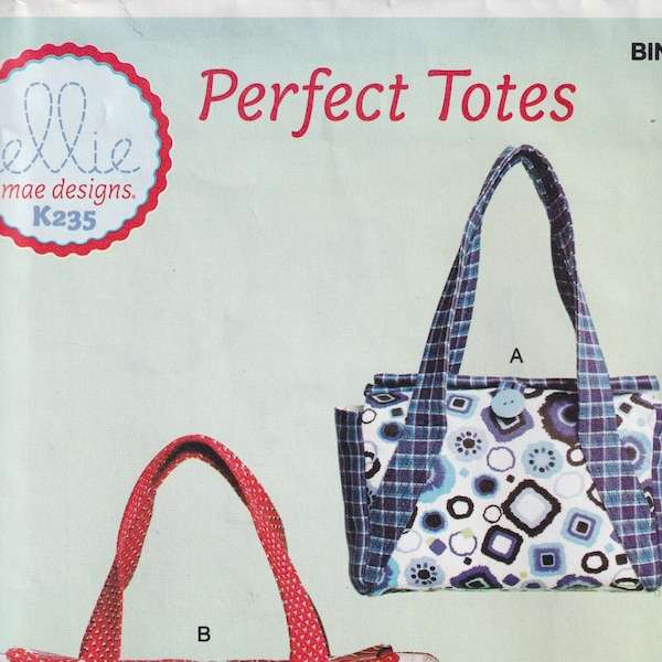 Craft Sewing Pattern Kwik Sew Ellie Mae Designs K235 235 Perfect Totes Tote Bag Purse UNCUT