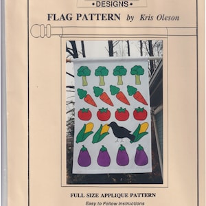 Craft Sewing Pattern Boxwood Road Designs 2170 Vegetable Garden Crow Veggies 30x48 Inch Nylon Porch Flag Sewing Pattern UNCUT
