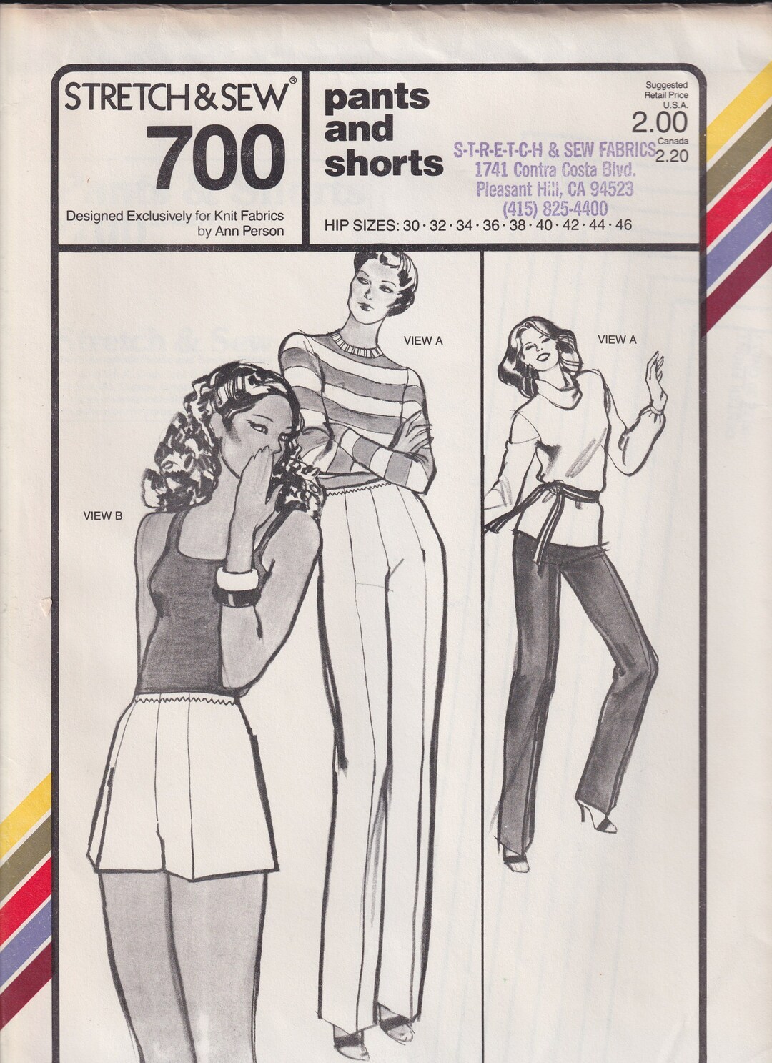 1970s Vintage Sewing Pattern Stretch and Sew 700 Misses Pants and ...