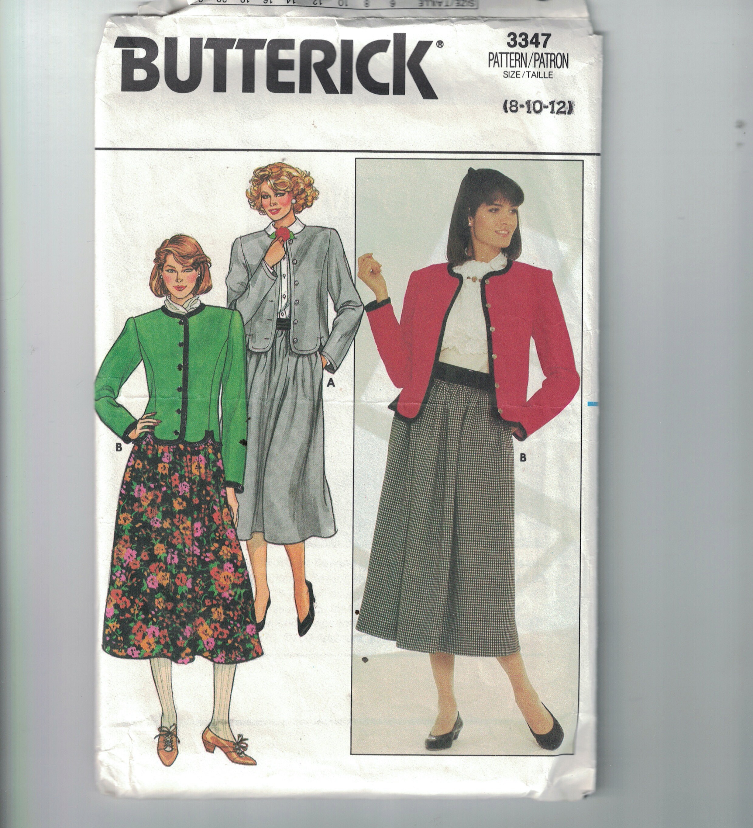 1980s Vintage Sewing Pattern Butterick 3347 Misses Fitted Jacket and ...