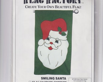 Craft Sewing Pattern Flag Factory Style 63862 Smiling Santa Christmas Holiday Winter Xmas Nylon Flag Pattern