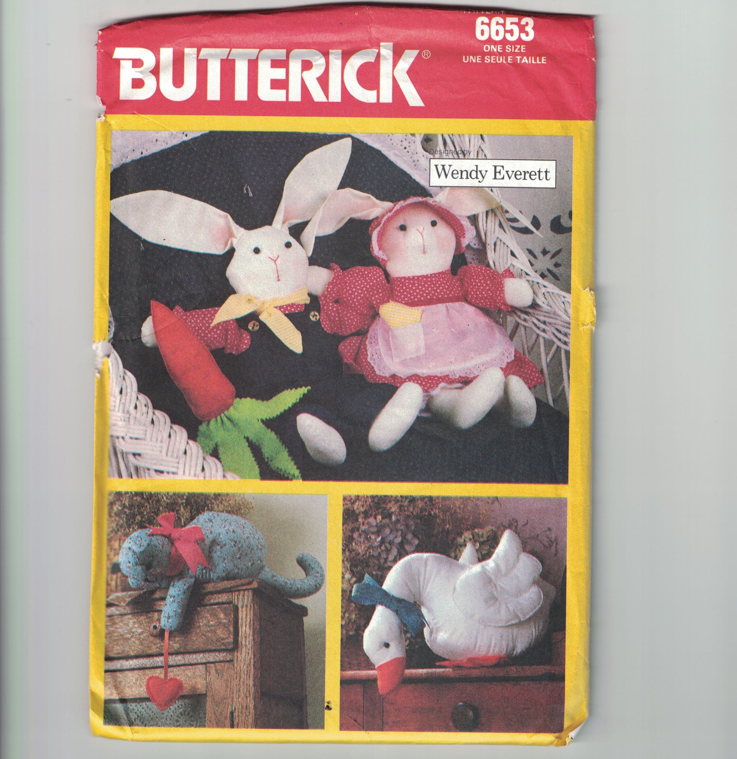 1980s Vintage Craft Sewing Pattern Butterick 6653 Country Animals Cat ...