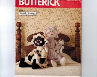 1980s Vintage Sewing Pattern Butterick 5804 Folk Art Rag Doll 28 or 8 Inches UNCUT 1987