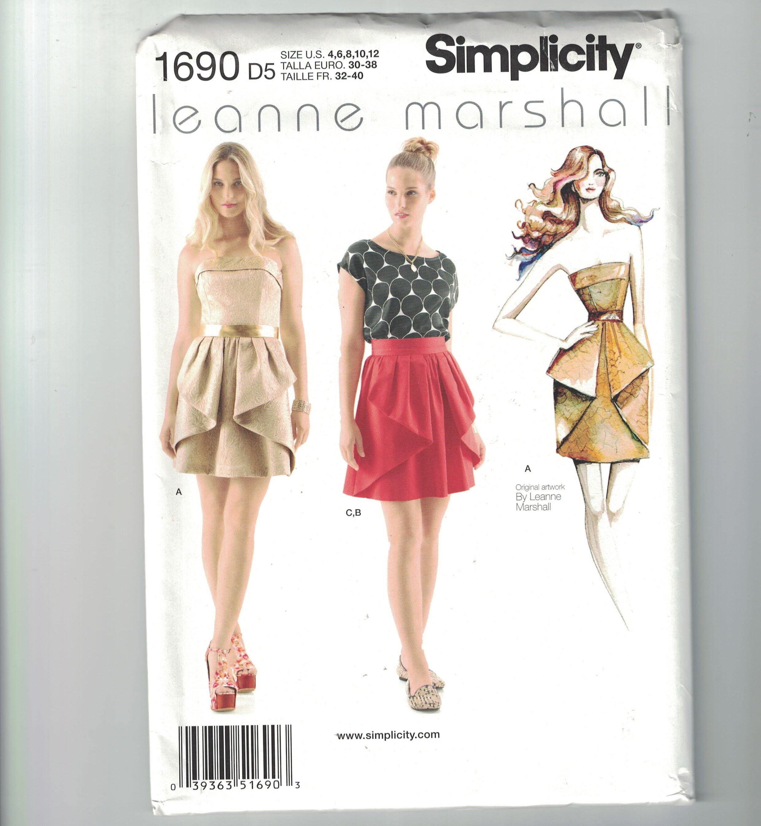Misses Sewing Pattern Simplicity 1690 Leanne Marshall Strapless Cocktail  Dress Party Project Runway Size 4-12 or 12- 20 UNCUT - Etsy