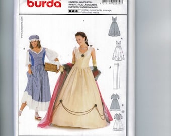 Misses Sewing Pattern Burda 2479 Misses Halloween Costume Wench Princess Peasant Victorian Gown Size 10 12 14 16 18 20 UNCUT