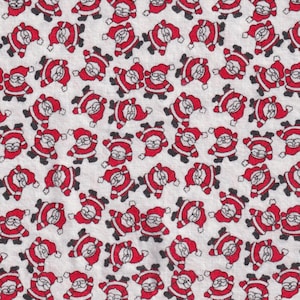 Vintage Santa Print Toss Cotton Fabric - Manes Fabric Co - 40 Inch Remnant - Light Discoloration