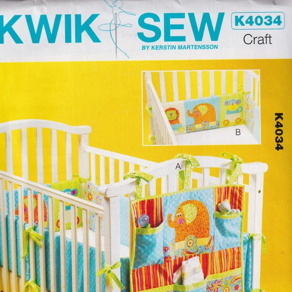 Craft Sewing Pattern Kwik Sew K4034 4034 Sweet Chic Designs Crib Bumpers and Diaper Hanging Organizer UNCUT