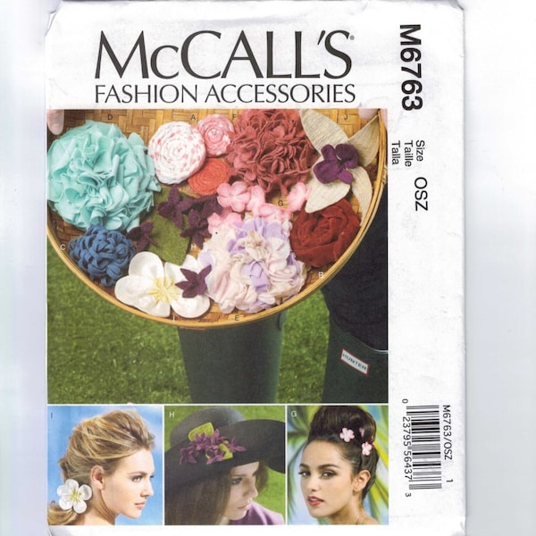 McCalls M6763 Fabric Flowers Pansy Rose Iris Hydrangia Wedding Hair Home Decor Hat Craft Sewing Pattern UNCUT