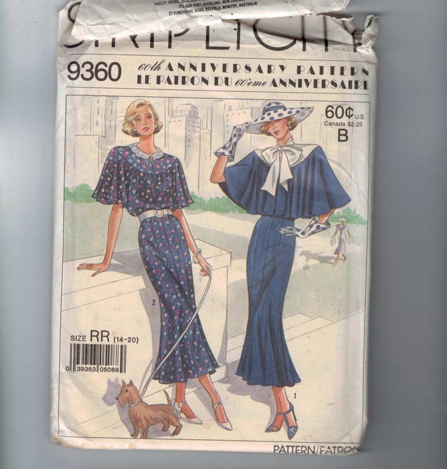 1980s Vintage Misses Sewing Pattern Simplicity 9360 60th