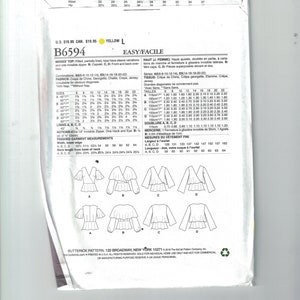Misses Sewing Pattern Butterick B6594 6594 Easy Tops with Shoulder Overlay or Cold Shoulder Options Size 6-14 or 14-22 UNCUT image 2