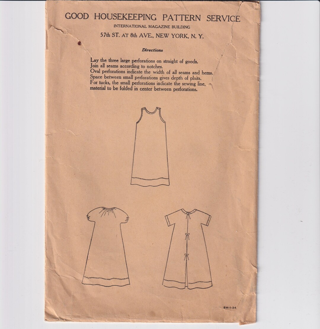 1930s Vintage Antique Sewing Pattern Good Housekeeping Pattern Service ...