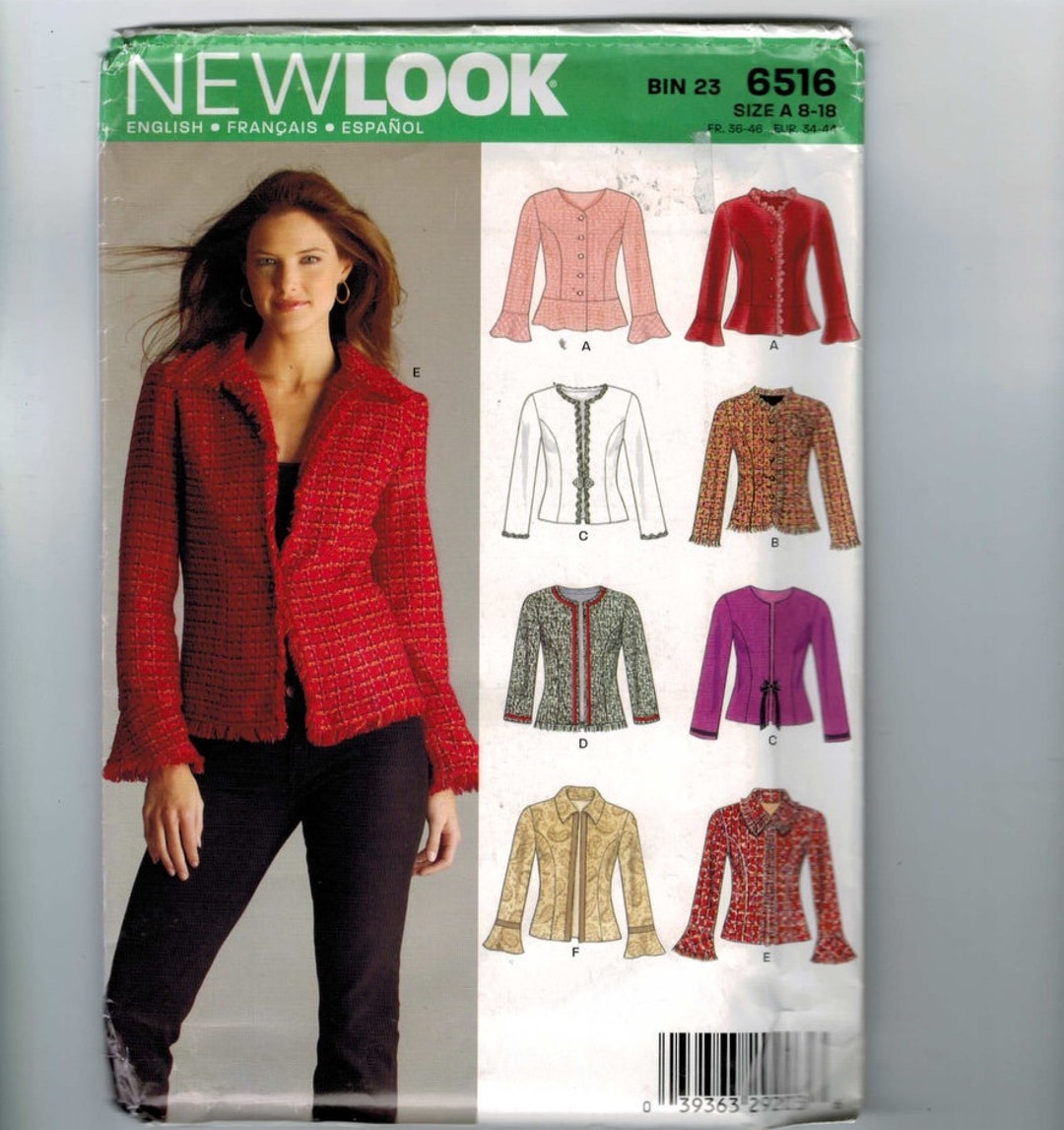 Misses Sewing Pattern New Look 6516 Misses Fitted Jacket Size 8 10 12 ...