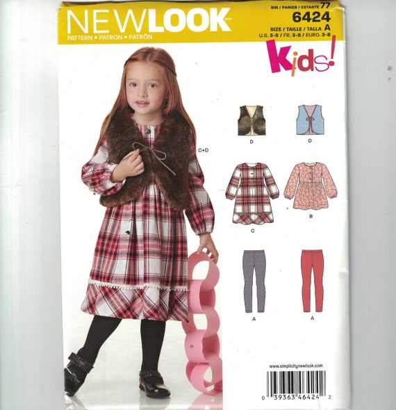 Girls Sewing Pattern New Look 6424 Girls Dress Leggings and Vest