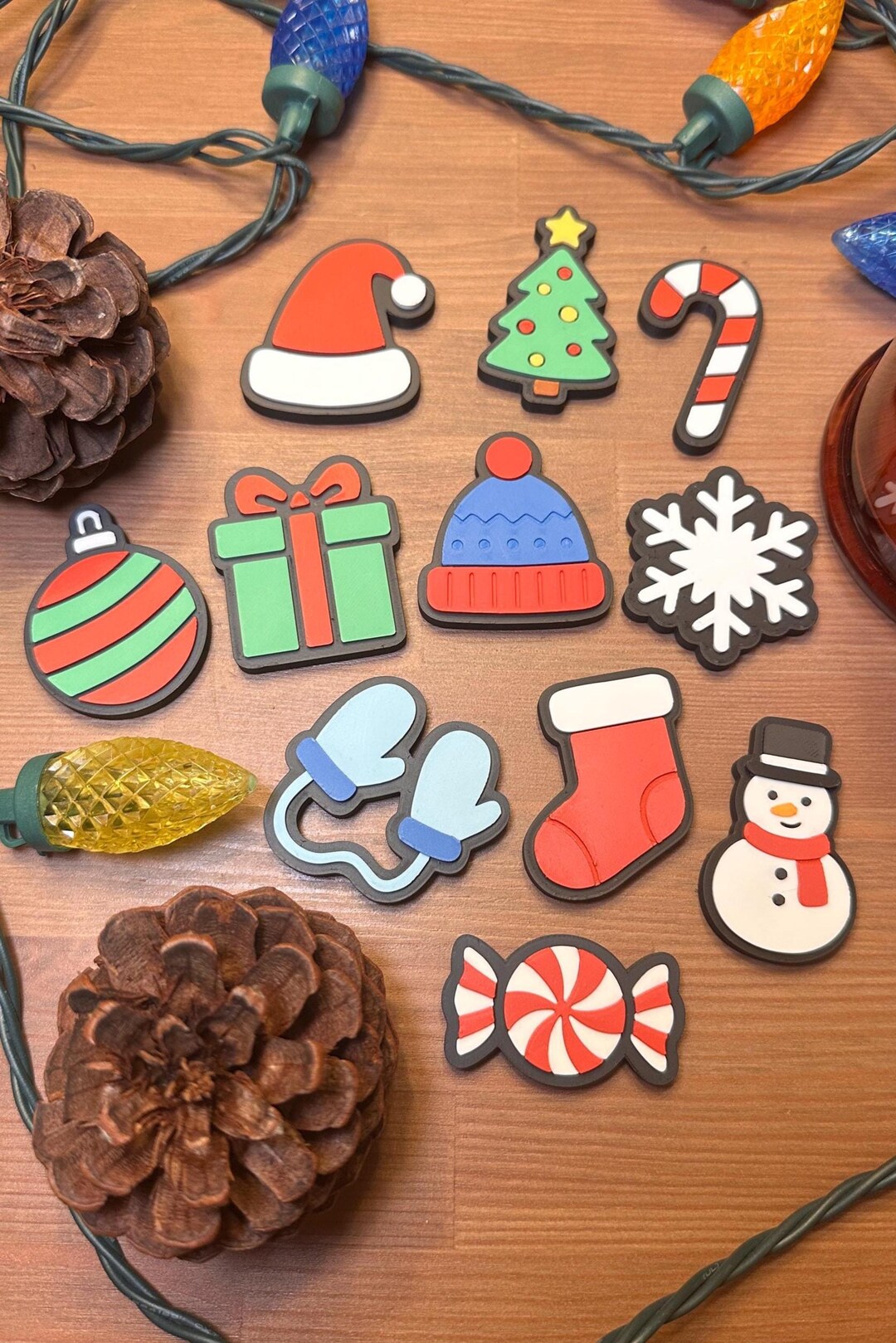 3D Printed Christmas Magnet Set | Holiday Fridge Decor - Etsy