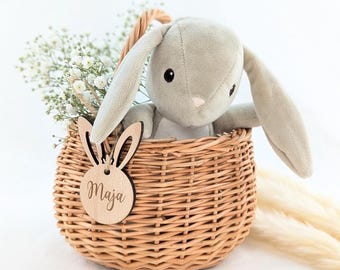 Personalisiertes Osterkörbchen mit Anhänger Hase, Osterkorb Kinder, Geschenk Kinder, Eiersuche, Osternest, Weidenkorb, Osterdeko Holz