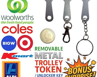 2X Premium Metal Trolley Token Key Set + Bonus Surprise | Coles Woolworths Aldi