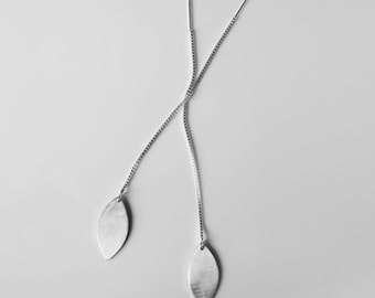 Modern Leaf Shaped Thread Earrings