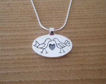 Lovebirds Sterling Silver Necklace by Rima Macikunas Ready to Ship