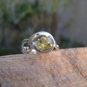 Faceted Chrysoberyl Ring in Forged Sterling Size 7 image 4