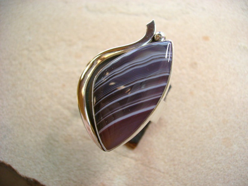 Bague de cocktail en agate du Botswana frappante Taille 9 image 4