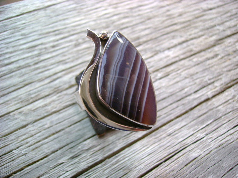 Bague de cocktail en agate du Botswana frappante Taille 9 image 3