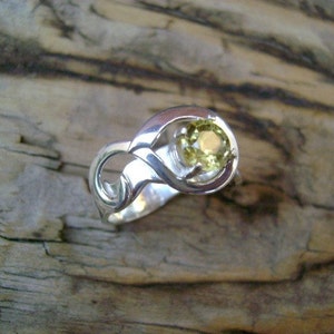 Faceted Chrysoberyl Ring in Forged Sterling Size 7 image 2