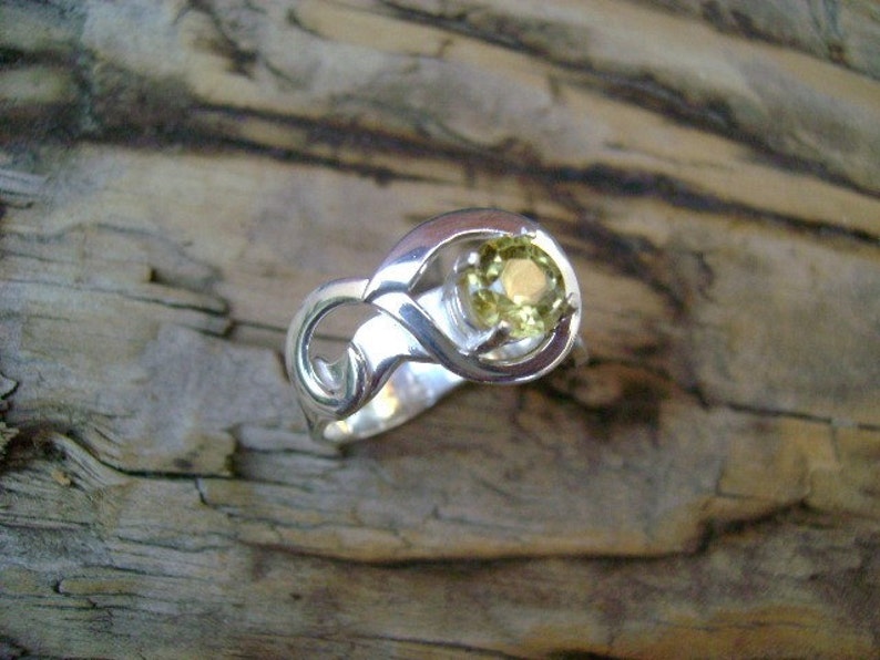 Faceted Chrysoberyl Ring in Forged Sterling Size 7 image 2