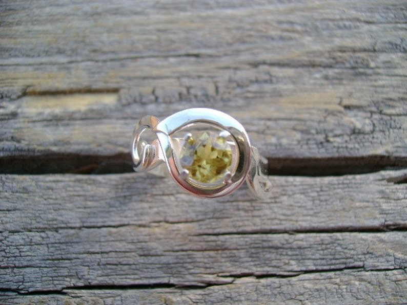 Faceted Chrysoberyl Ring in Forged Sterling Size 7 image 5