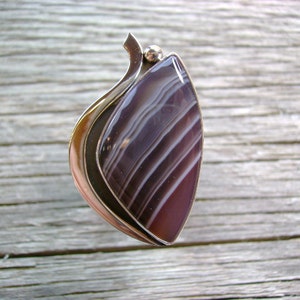 Bague de cocktail en agate du Botswana frappante Taille 9 image 5