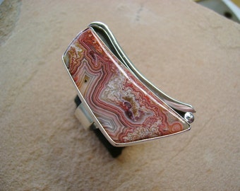 Wild and Colorful Crazy Lace Agate Cocktail Ring - Size 8.5