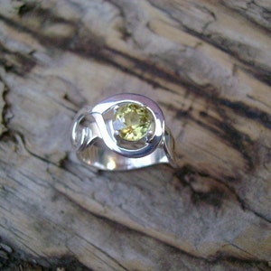 Faceted Chrysoberyl Ring in Forged Sterling Size 7 image 3