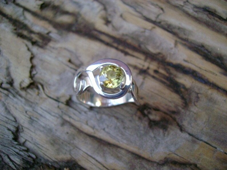 Faceted Chrysoberyl Ring in Forged Sterling Size 7 image 3