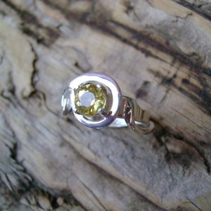 Faceted Chrysoberyl Ring in Forged Sterling Size 7 image 1