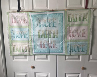 Faith Hope Love Panel 7 Squares Multicolored Sewing Panel