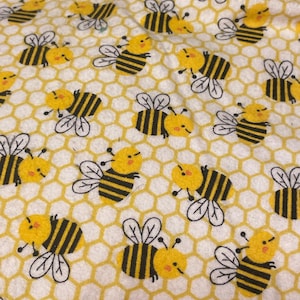 Bumble Bee Bees on Hand Tossed Pattern Flannel so Adorable