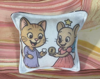 Mouse and Kitten Tooth Fairy Pillow with Unicorns and Stars Pocket