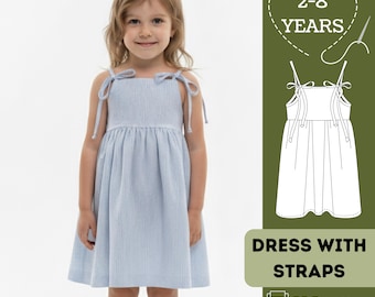 Diamond Dress Sewing Pattern: Girls Sundress with Straps (Sizes 2-8) (PDF Pattern)