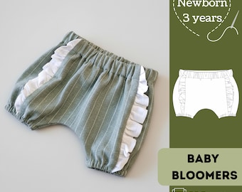 Baby Bloomers Sewing Pattern: Newborn to 3 Years (PDF pattern in English)